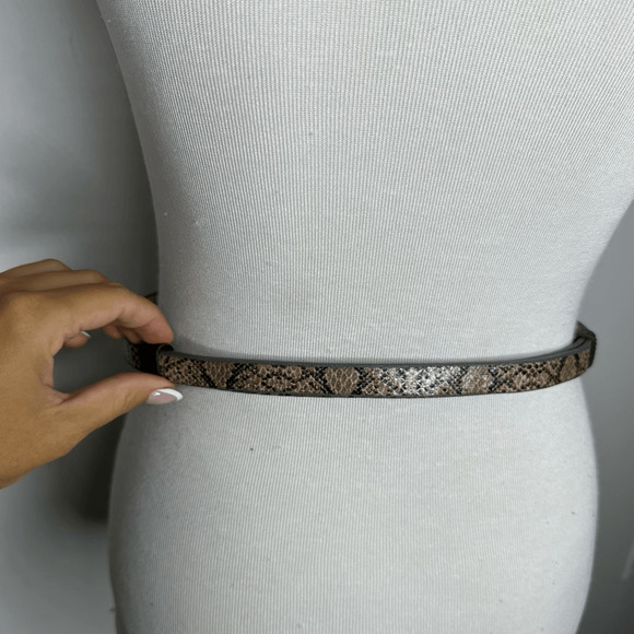 SERAPHINE snakeskin LEATHER skinny belt waist cinching womens S/M - Picture 3 of 7